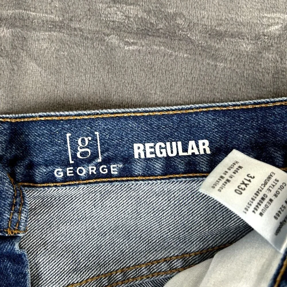 NWT George Men’s Regular Fit Straight Jeans Medium Wash Size 31x30